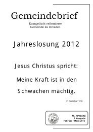 Februar / März 2012 - Evangelisch-Reformierte Gemeinde Dresden