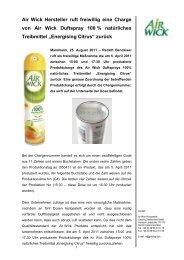 Air Wick Hersteller ruft freiwillig eine Charge von Air Wick Duftspray ...