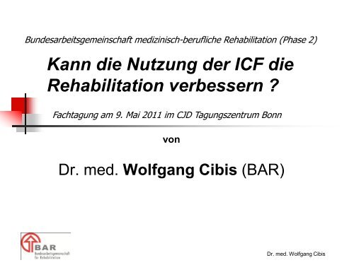 Grenzen der ICF - Bundesarbeitsgemeinschaft medizinisch ...