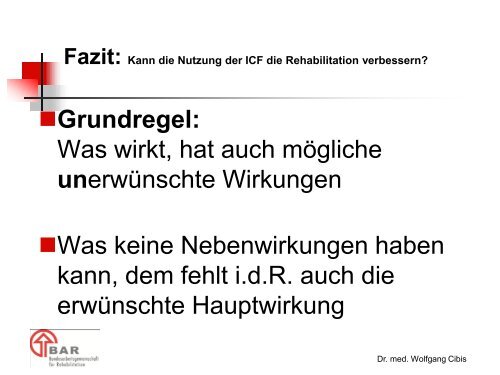 Grenzen der ICF - Bundesarbeitsgemeinschaft medizinisch ...