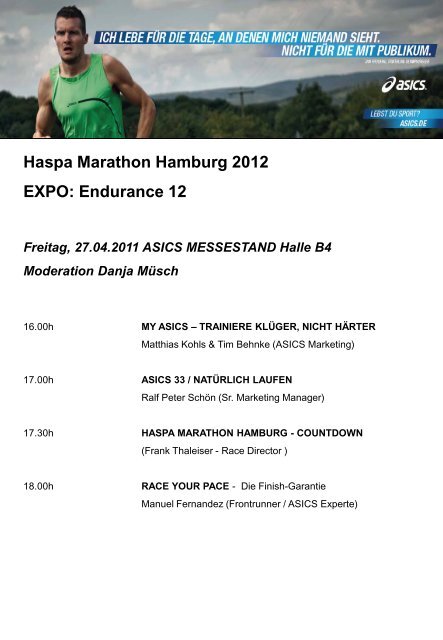Haspa Marathon Hamburg 2012 EXPO: Endurance 12 ... - Asics