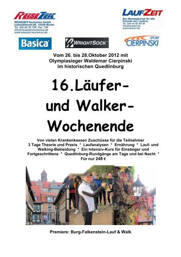 16.Läufer- und Walker Wochenende - REISEZEIT Tourismus GmbH