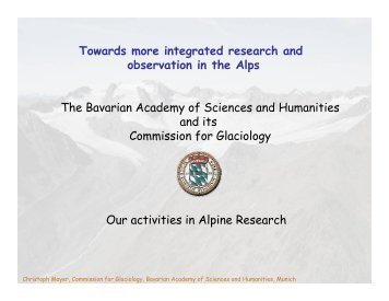 Towards more integrated research and g observation in the Alps ...