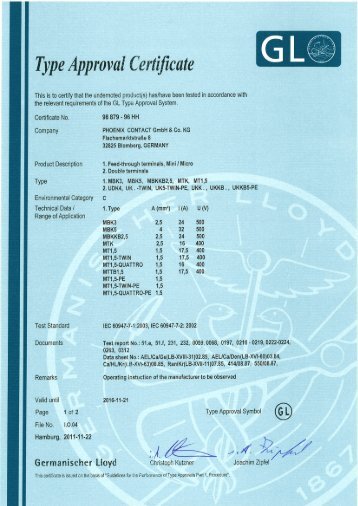 Type Approval C ertiﬁcate - Phoenix Contact