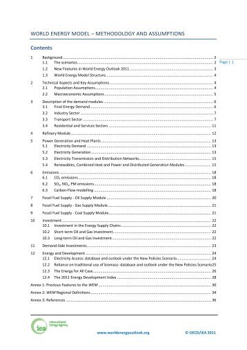 World Energy Model - Methodology and Assumptions - IEA