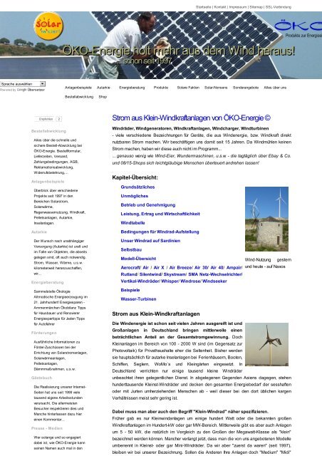 Strom aus Klein-Windkraftanlagen von �KO-Energie �