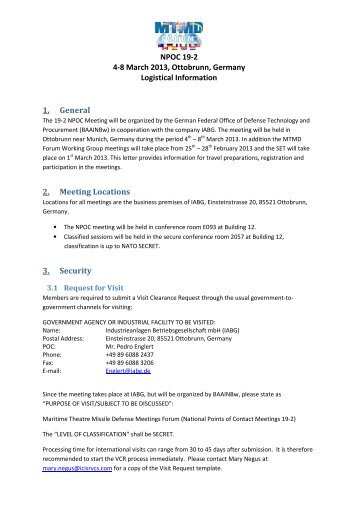 NPOC 19-2 4-8 March 2013, Ottobrunn, Germany Logistical ... - IABG