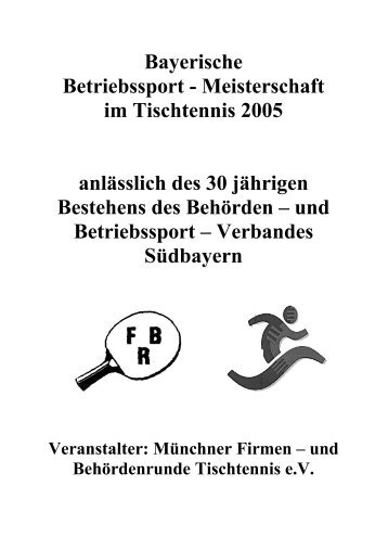 Bayerische Betriebssportmeisterschaft im Tischtennis 2005