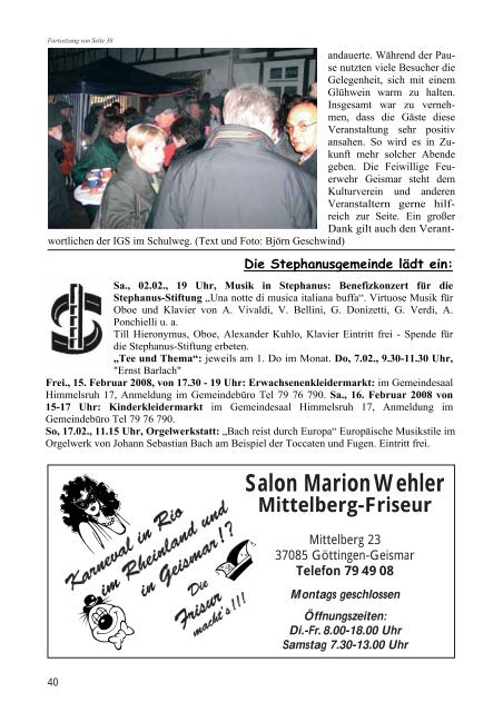 Nachrichtenblatt Feb. 2008 - Werbegemeinschaft Geismar ...