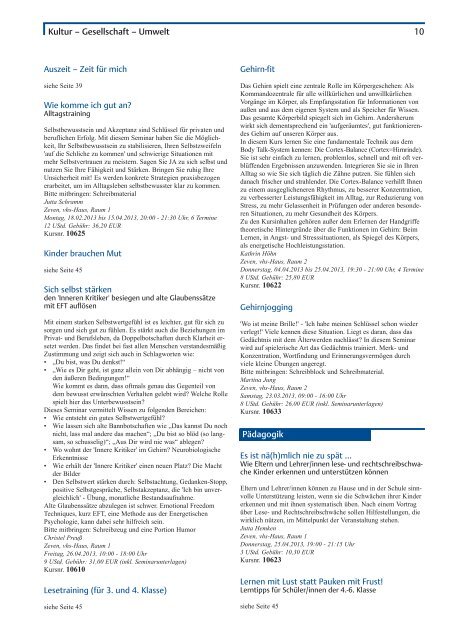 Kursheft 2013 1. Semester - Download pdf - VHS Zeven