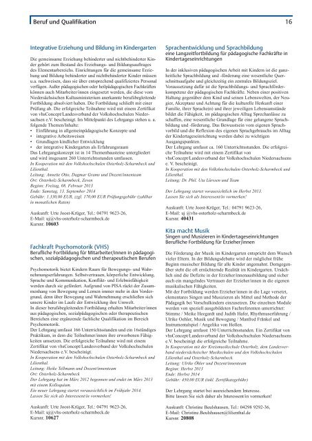 Kursheft 2013 1. Semester - Download pdf - VHS Zeven