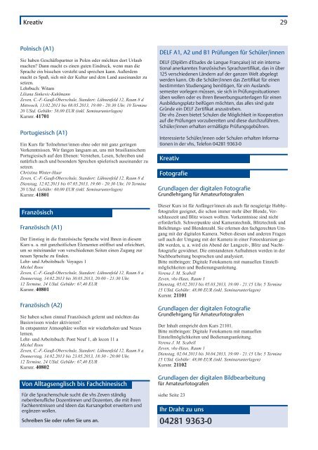 Kursheft 2013 1. Semester - Download pdf - VHS Zeven