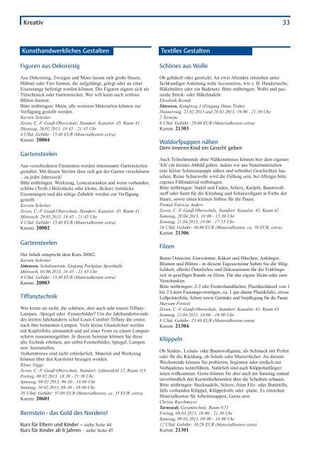 Kursheft 2013 1. Semester - Download pdf - VHS Zeven