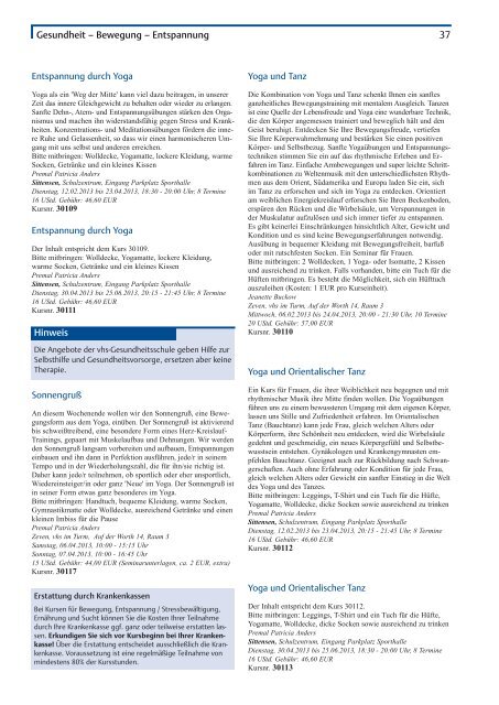 Kursheft 2013 1. Semester - Download pdf - VHS Zeven