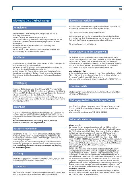 Kursheft 2013 1. Semester - Download pdf - VHS Zeven