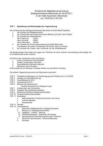 protokoll MV 2011 - Stadtsportverband Meschede
