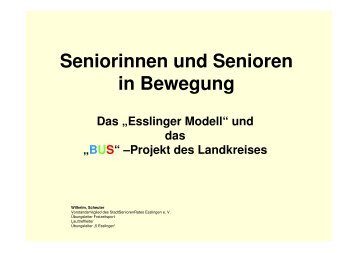 Seniorinnen und Senioren in Bewegung - Das Esslinger Modell
