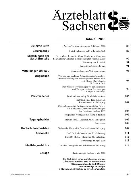 Ärzteblatt Sachsen 3/2000 - Sächsische Landesärztekammer