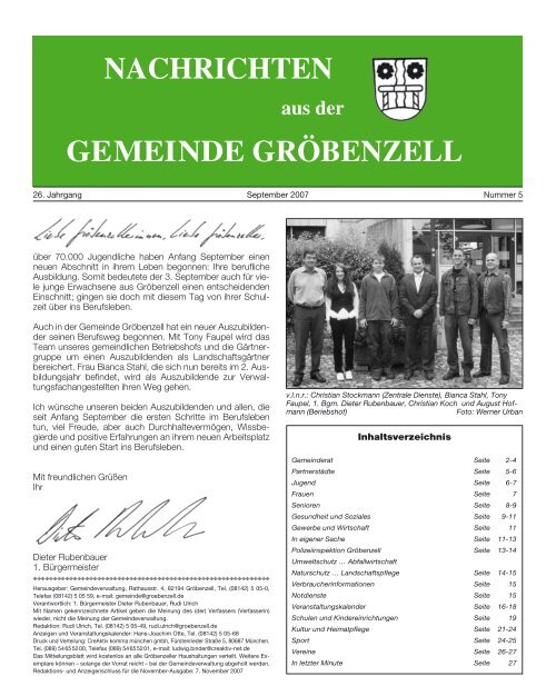 Nachrichten Gemeinde Grobenzell