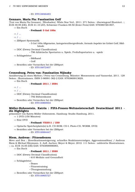 PDF Neuerwerbungen 14. Oktober 2011 - Zentralbibliothek der ...
