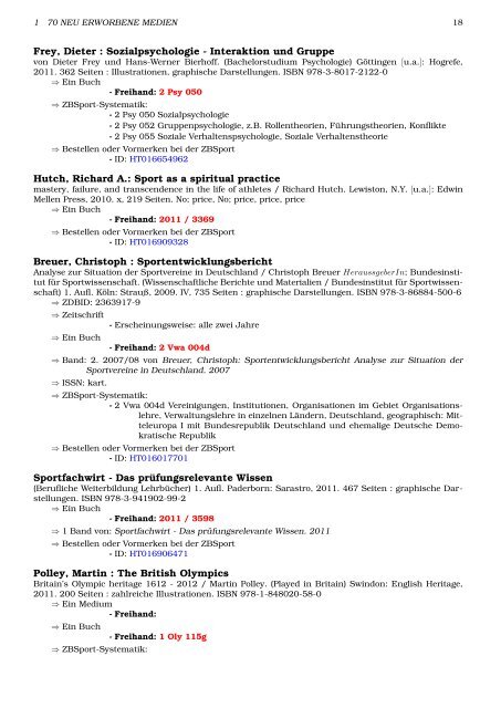 PDF Neuerwerbungen 14. Oktober 2011 - Zentralbibliothek der ...