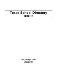 Texas School Directory 2012-13 - Texas Education Agency