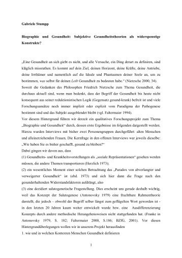 1 Gabriele Stumpp Biographie und Gesundheit - TOBIAS-lib ...