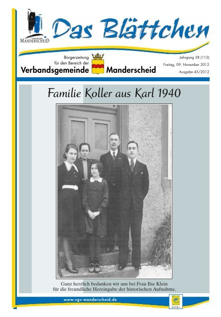 Familie Koller aus Karl 1940 - Verbandsgemeinde Manderscheid