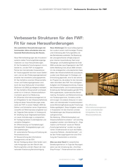 FWF - Publikationen - Jahresbericht 2004