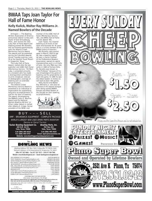 Inside: - The Bowling News