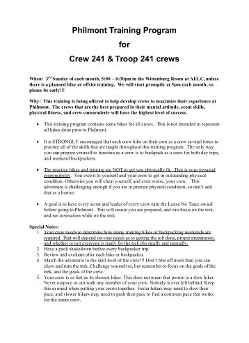 Philmont Training Program for Crew 241 & Troop ... - Cub Pack 241