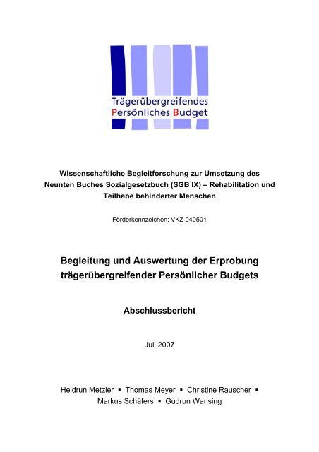 Begleitung und Auswertung der Erprobung trägerübergreifender ...