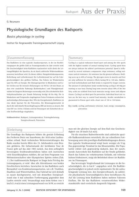 Physiologische Grundlagen des Radsports