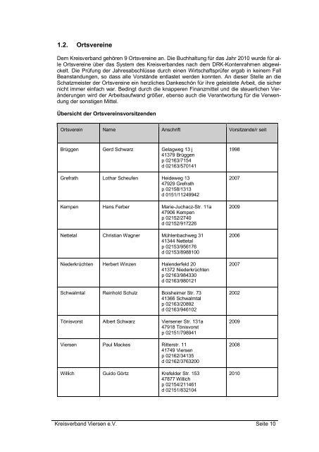 Jahresbericht 2010 - DRK Kreisverband Viersen e.V.