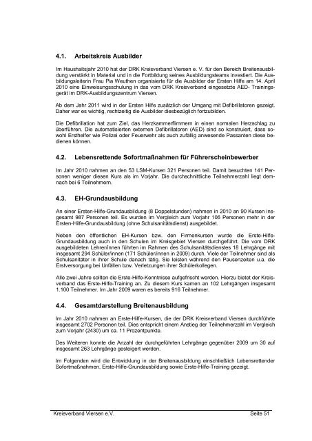 Jahresbericht 2010 - DRK Kreisverband Viersen e.V.