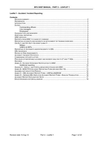 Leaflet 1 - Accident / Incident Reporting - British Forces Germany