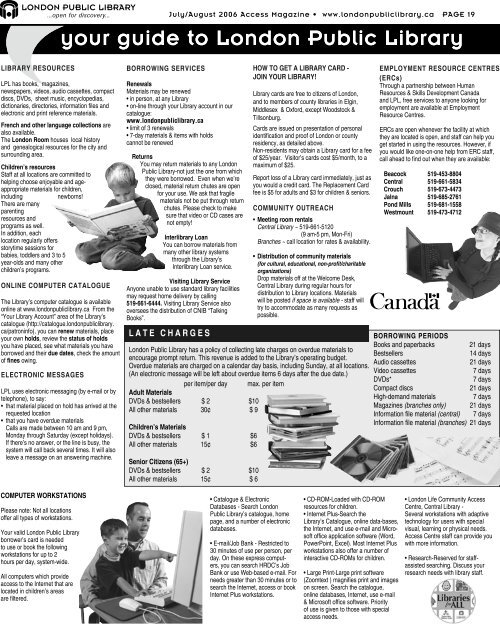 INSIDE ... pull out section of children's programs ... - London Public ...