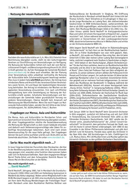 Amtsblatt für die Gemeinde Morsbach | 241 7. April 2012 | Nr. 5