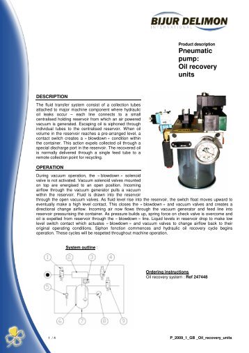 Pneumatic pump: Oil recovery units - Bijur Delimon