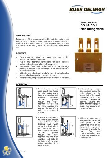 DDJ & DDU Measuring valve - Bijur Delimon