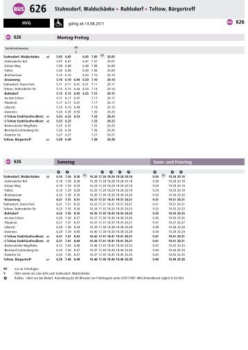 Fahrplan Bus 626 ab 14.08.2011