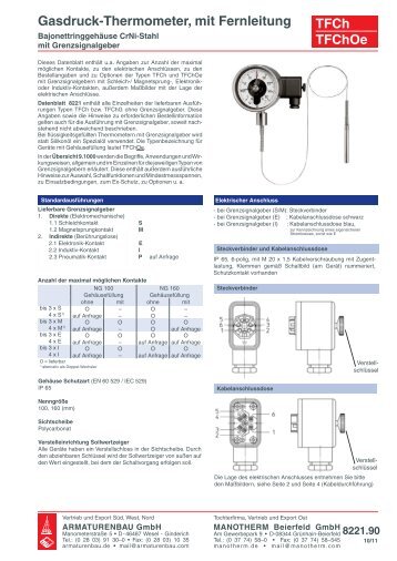 8221.90 TFCh TFChOe Gasdruck-Thermometer, mit Fernleitung