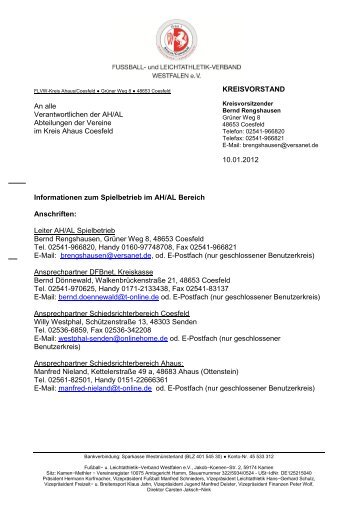 Informationen - FLVW-Kreis 1 Ahaus/Coesfeld - T-Online