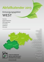 Abfallkalender 2013 Entsorgungsgebiet West - beim ZAS