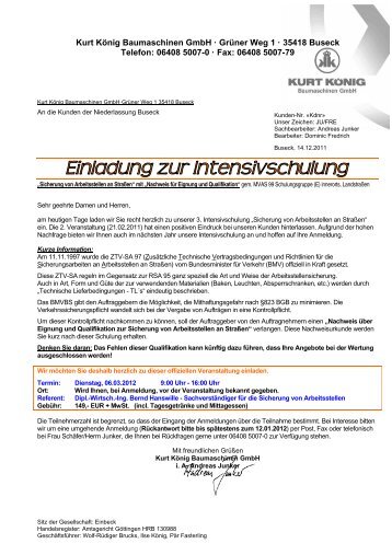 Kurt König Baumaschinen GmbH · Grüner Weg 1 · 35418 Buseck ...