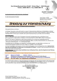 Programm der Intensivschulung - Kurt König Baumaschinen GmbH