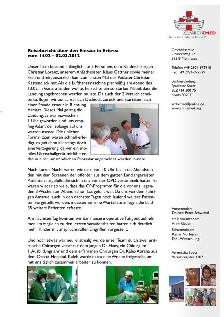 Reisebericht Kinderchirurgenteam 03/2012 (Dr. Henner ... - archemed