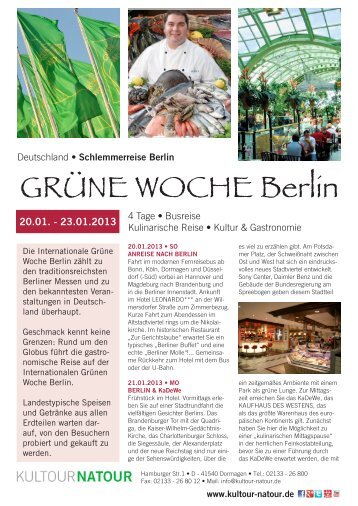 GRÜNE WOCHE Berlin - Hoffmann Reisen