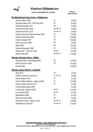 Liste zum MITNEHMEN - bittermann vinarium - bittermann ...