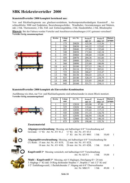 SBK Heizkreisverteiler - Jaraflex Vertriebs-GmbH